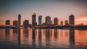 The Tampa Skyline at sunset