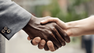 A REaltor and home buyer shaking hands