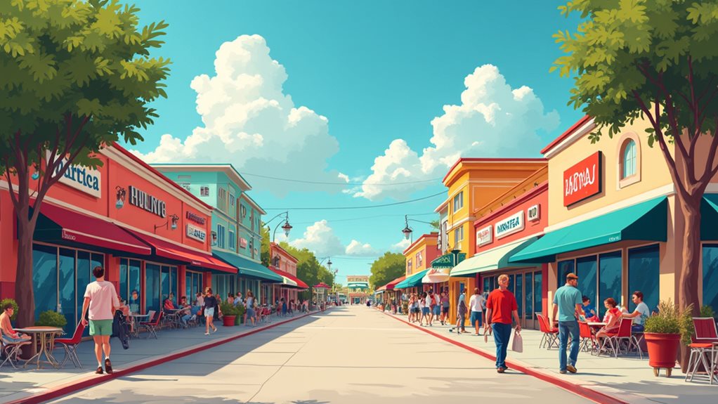 vibrant shopping and dining