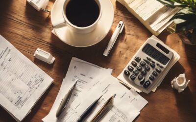 Coffee cup, calculator, and paperwork on a wooden desk, illustrating the home loan pre-approval process.