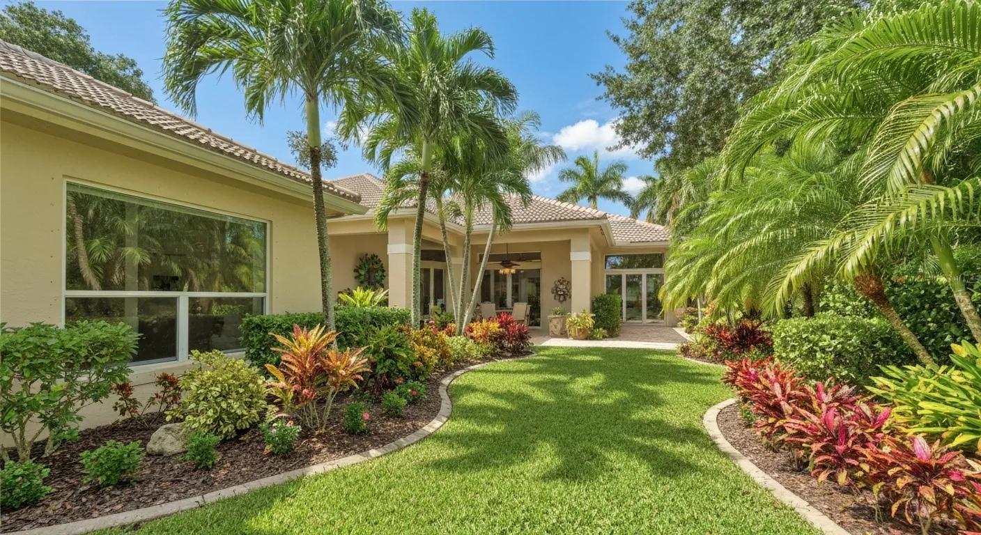 Beautiful Florida home with a garden, representing quick home sales