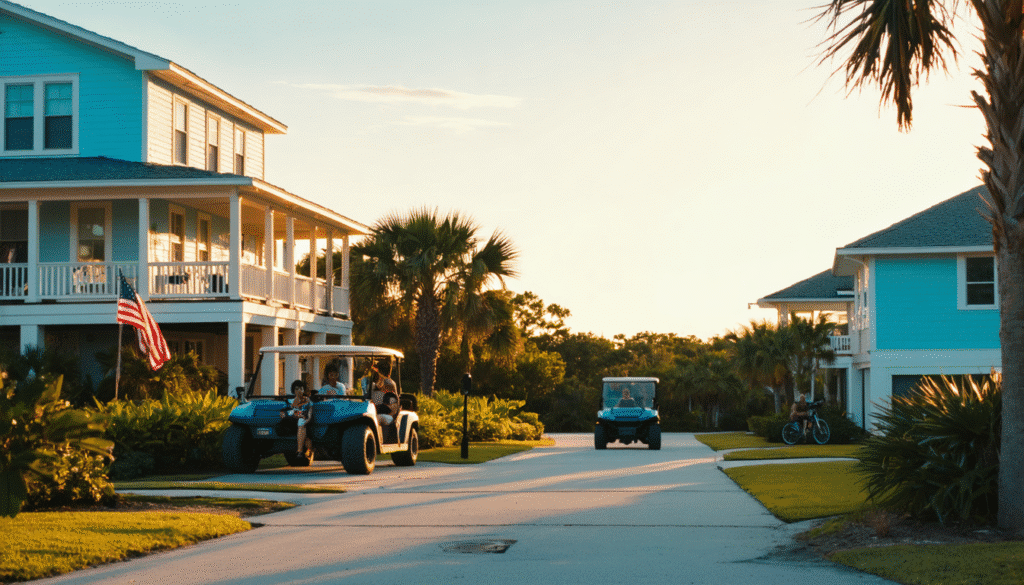 A_charming_Florida_Gulf_Coast_neighborhood_with_pastelcolored_beach_homes