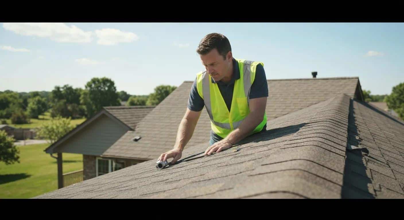 Home inspector examining a roof, illustrating the importance of thorough home inspections before purchase
