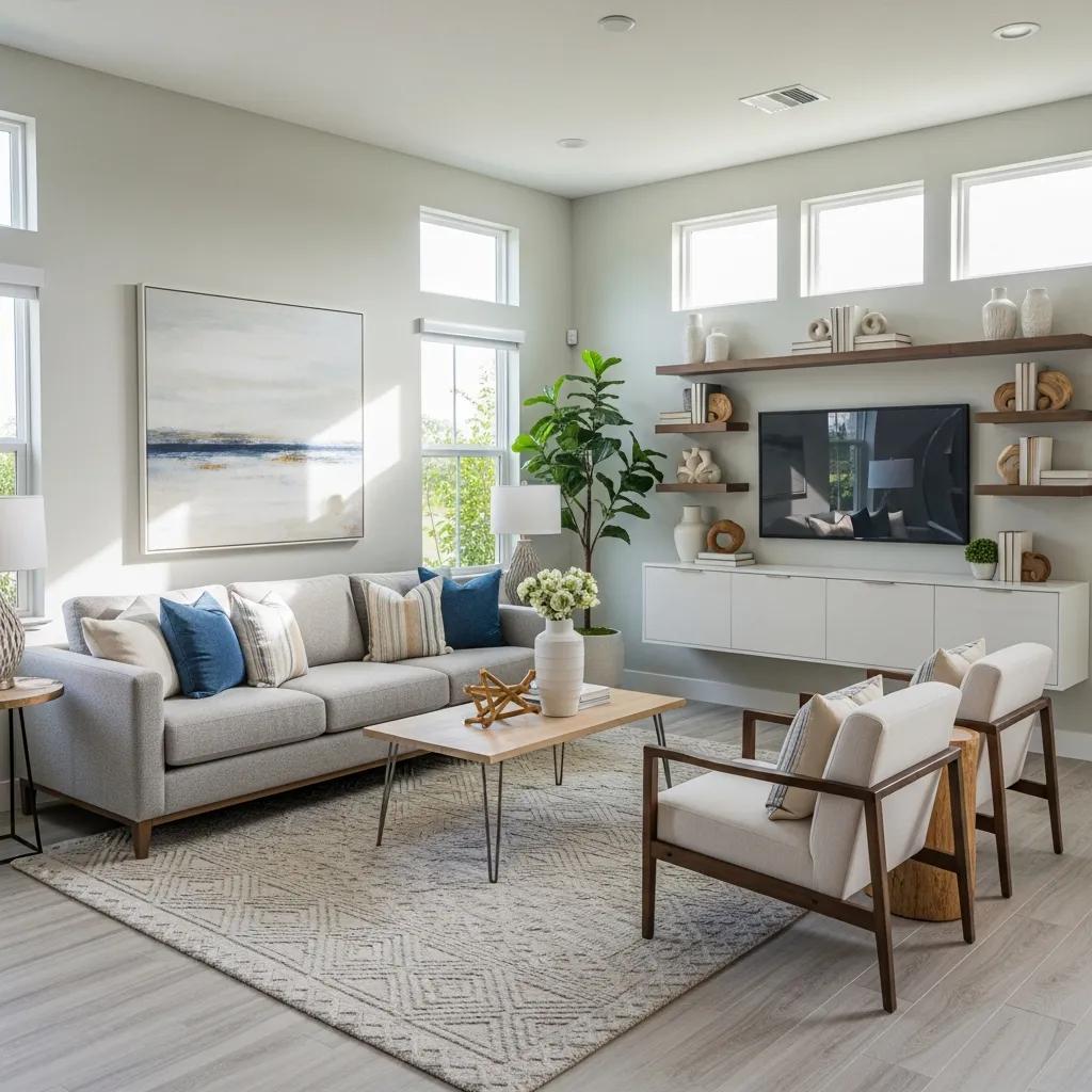 Stylishly staged living room showcasing effective home staging techniques for property appeal