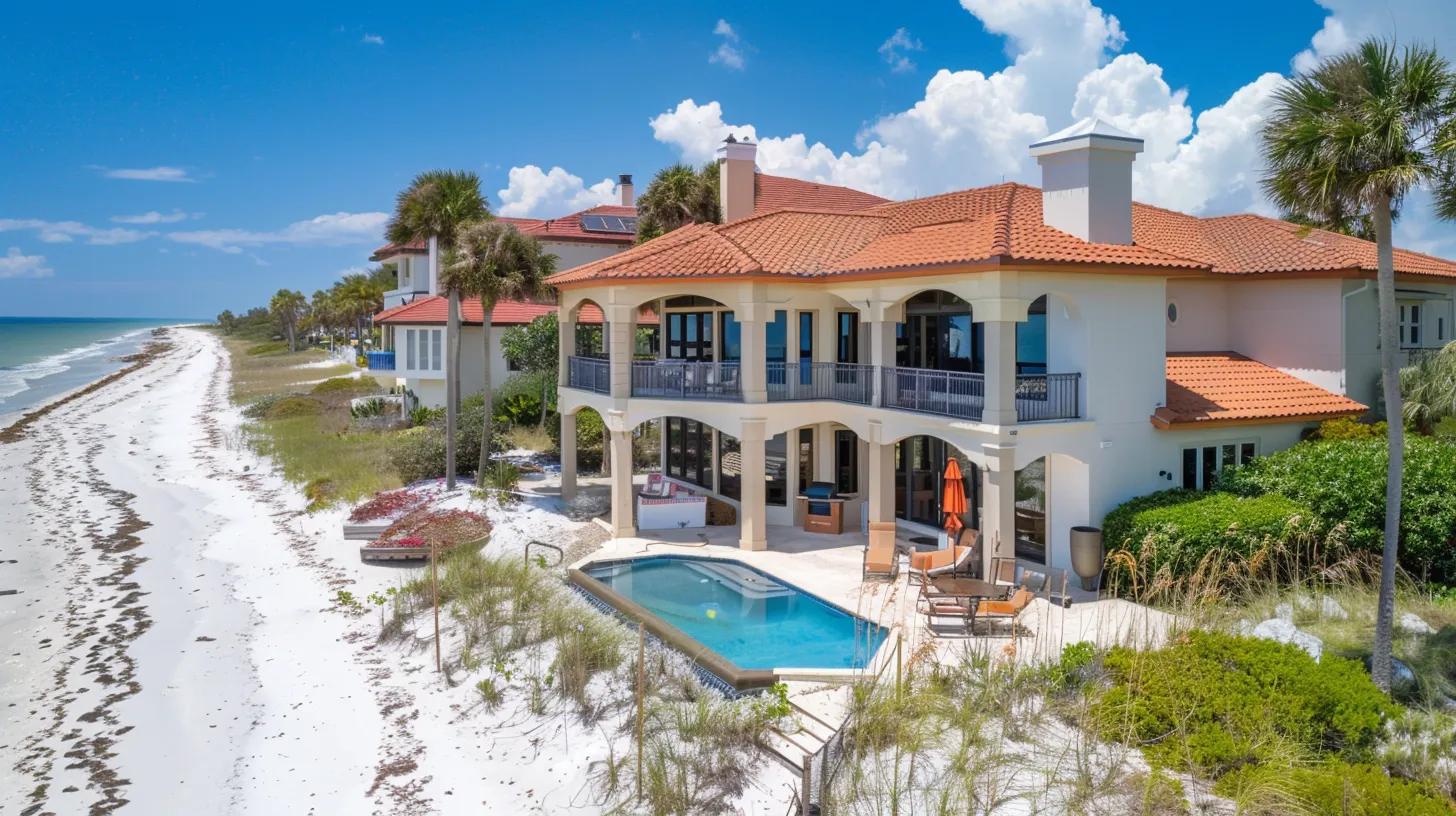 stunning Beachfront Homes in Bradenton Beach, FL across the street from the beach with a clear view of the ocean