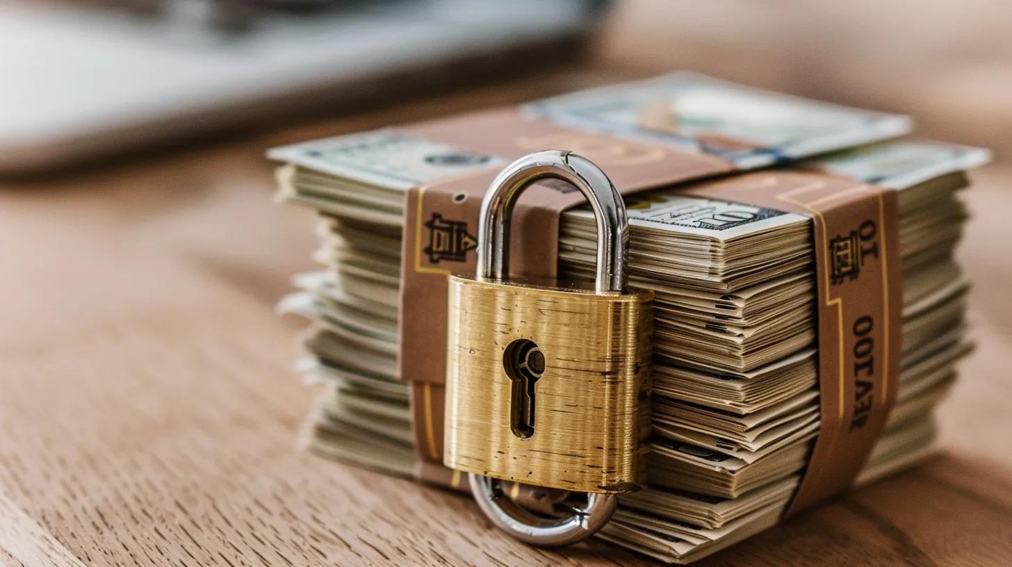 Stack of money secured with a padlock, symbolizing earnest money deposits in real estate transactions.