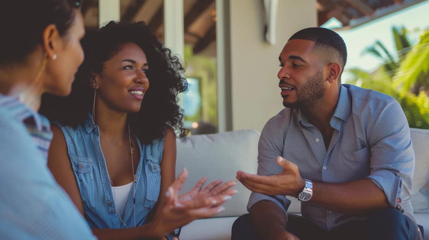 Home seller talking to realtor about an offer in florida