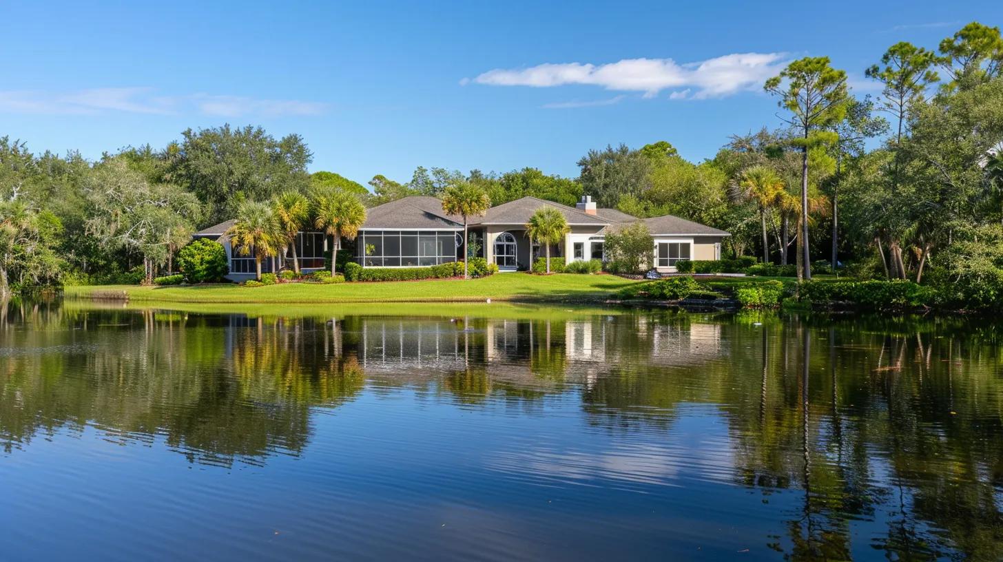 a florida home close to the water's edge on a beautiful, calm lake