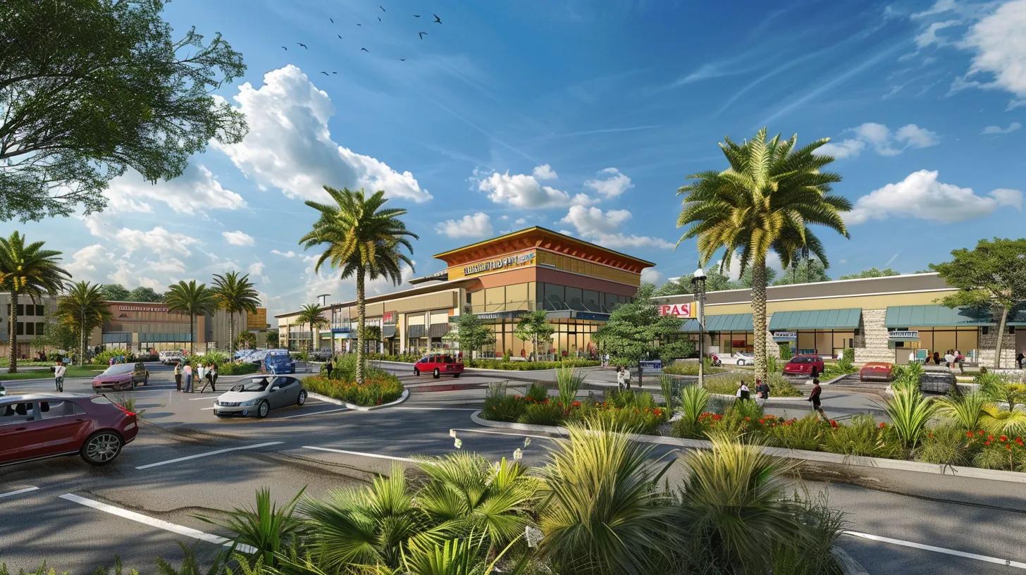 Show large shopping plaza in Parrish with Publix as anchor store along 4 or 5 smaller national change
