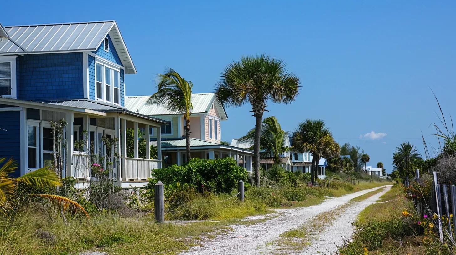 a row of beautiful but modest beach homes in Osprey Florida