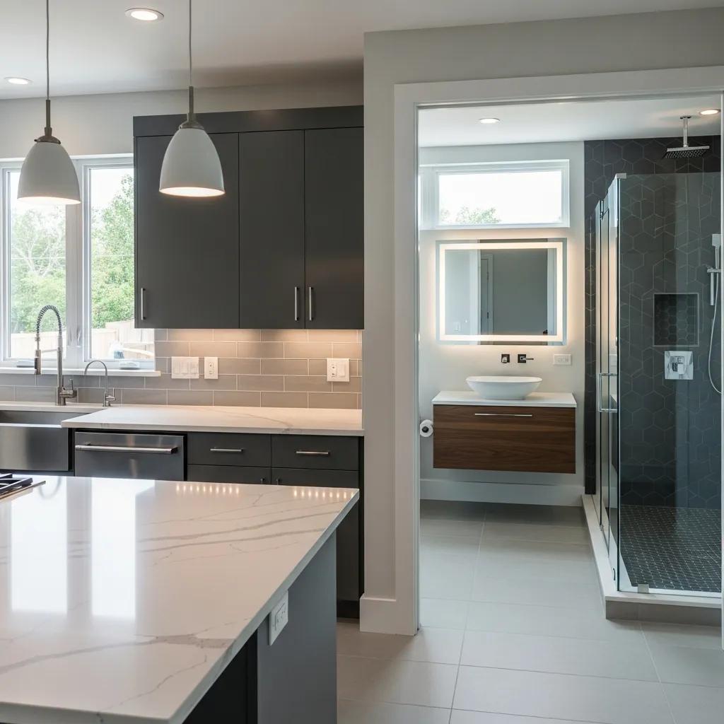 Modern kitchen and bathroom showcasing valuable upgrades for homeowners
