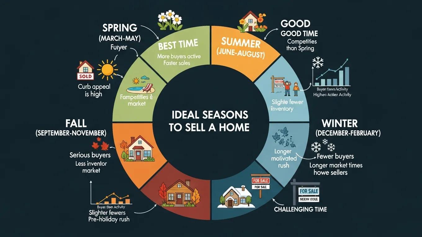 Graphic showing ideal seasons to sell a home