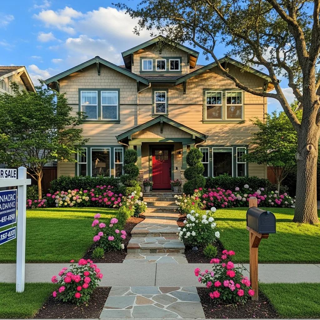 Welcoming home exterior with vibrant landscaping representing the home appraisal process